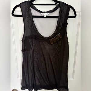CAbi Black Sheer Sleeveless Blouse
